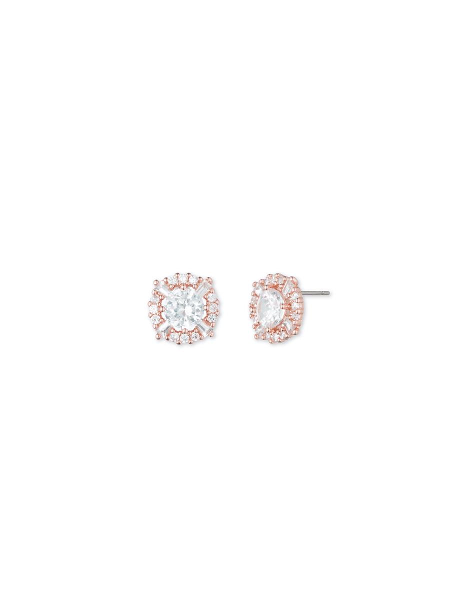 Anne Klein Cubic Zirconia Pave Halo Earrings Rose / silver | USJKU40874