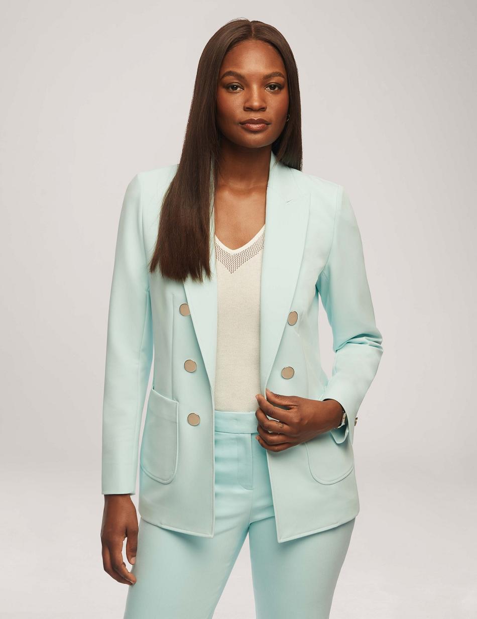 Anne Klein Faux Double Breasted With Patch Pockets Blazers & Jackets Blue | SUSVO84012