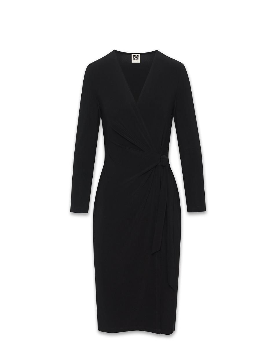 Anne Klein Faux Wrap Dresses Black | USJBT96816