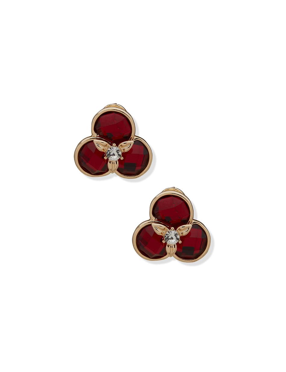 Anne Klein Flower Button Siam Clip on Earrings Gold | UUSTG38387