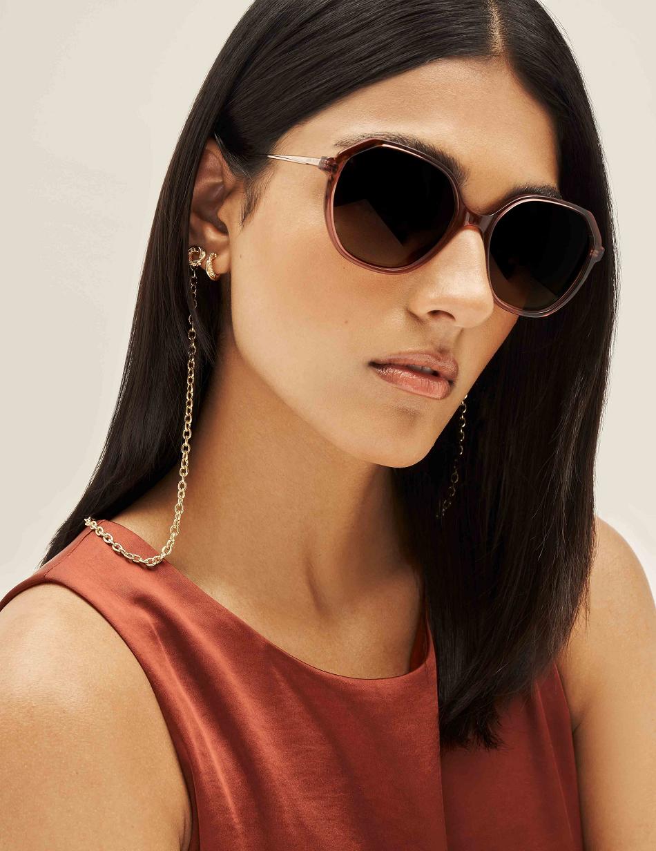 Anne Klein Geometric Sunglasses Oversized Burgundy | USCIF55839