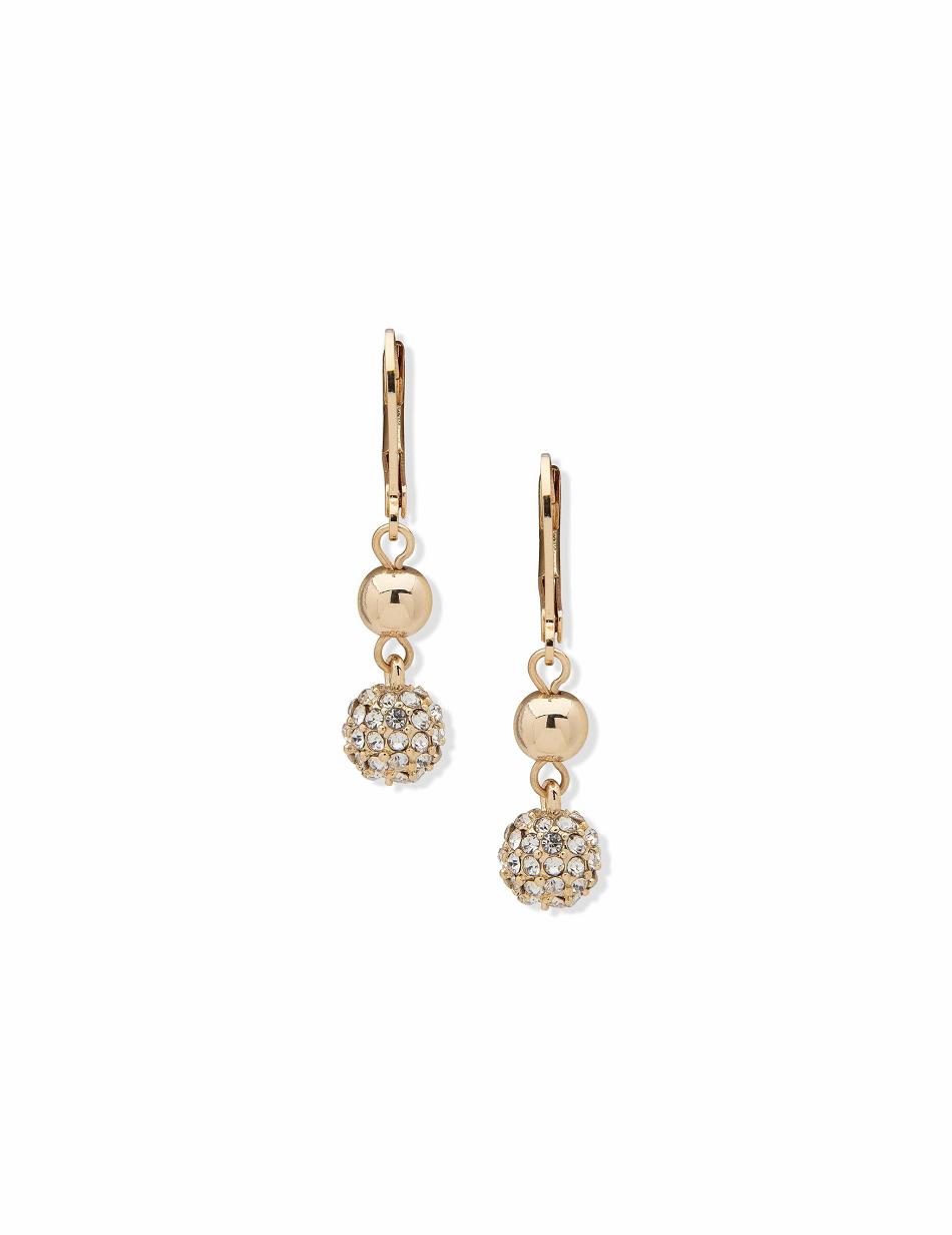 Anne Klein Gold-Tone Leverback Fireball Double Drop Earrings Best Sellers Gold | LUSTR59009