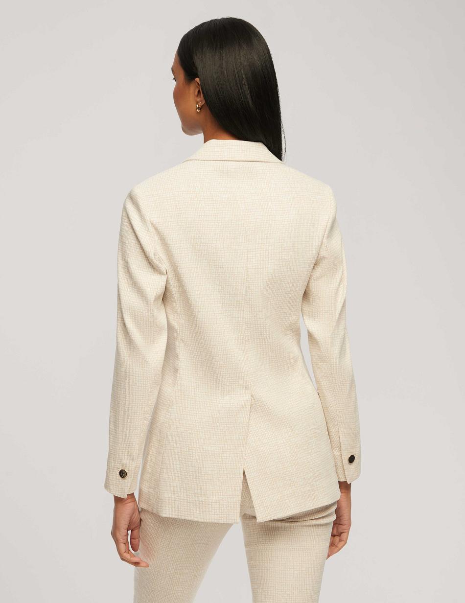 Anne Klein Grid Tech Stretch One Button Blazers & Jackets White | UUSTG38507