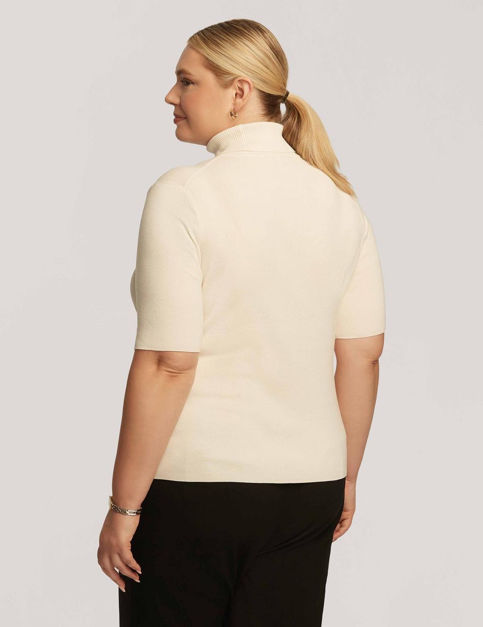 Anne Klein Half Sleeve Turtleneck Plus Size White | BUSSD51153