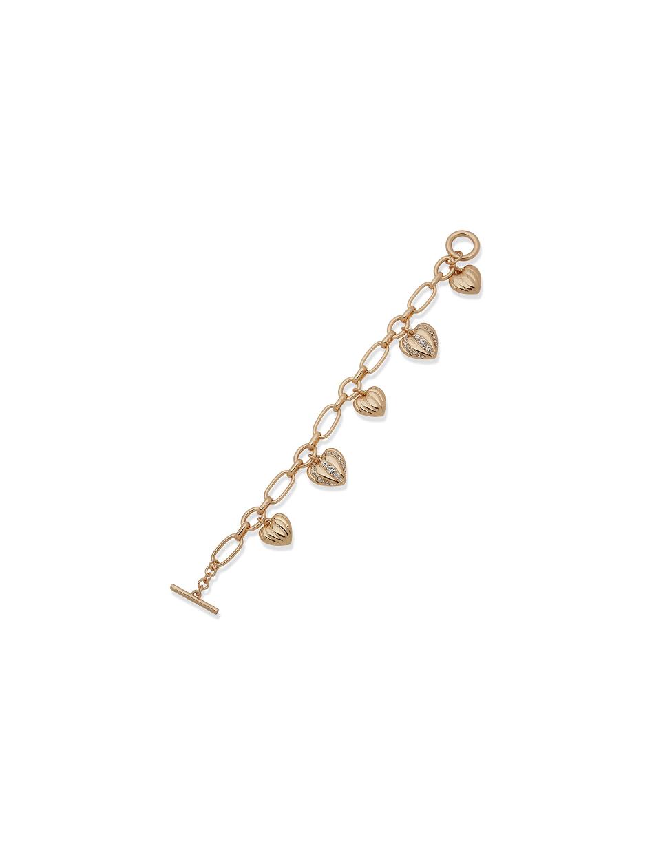 Anne Klein Heart Charms Crystal Bracelets Gold | ZUSNQ99530