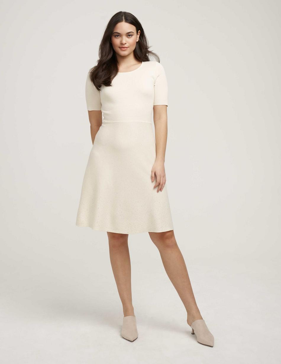 Anne Klein Heat Set Fit & Flare Sweater- Clearance Dresses White | USIIZ56680