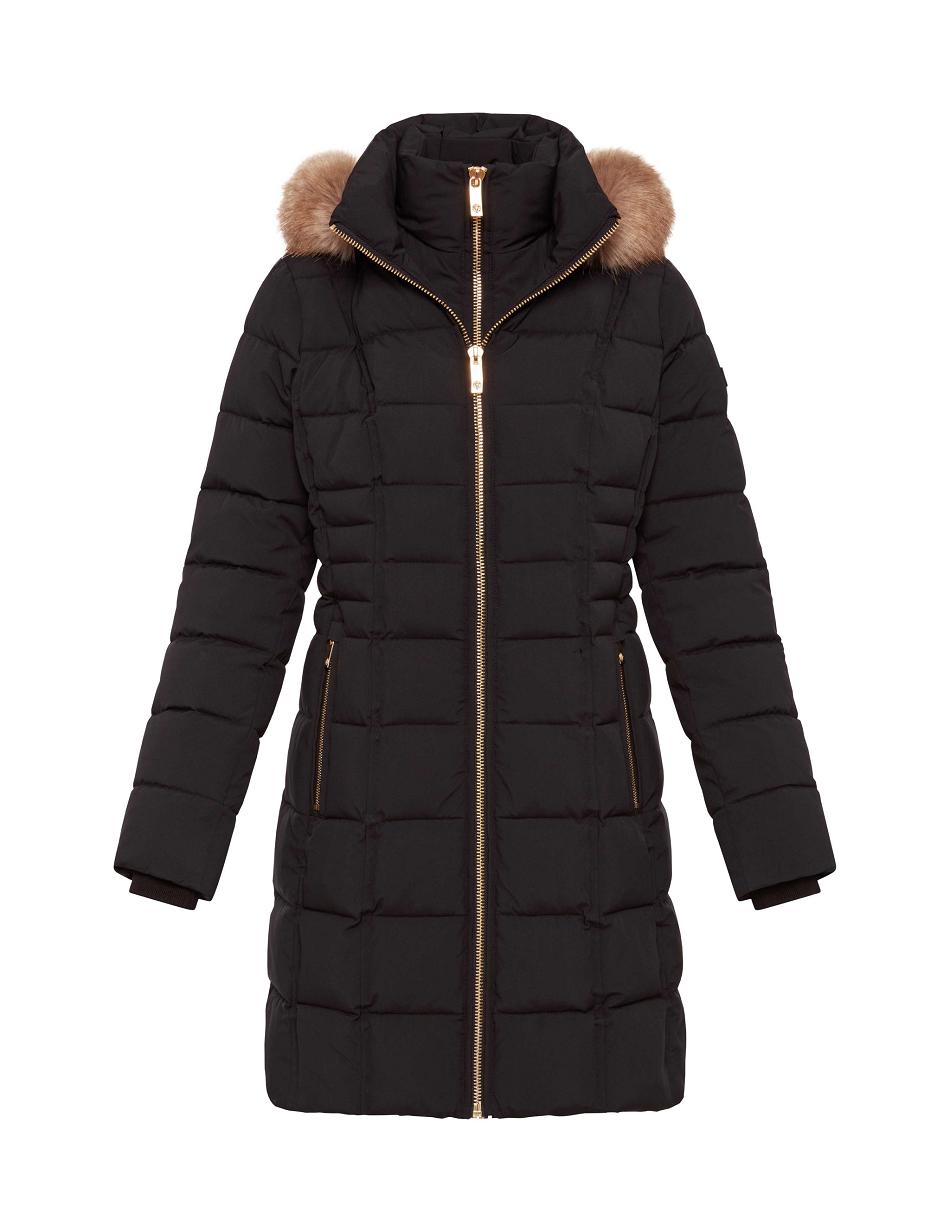 Anne Klein Hooded Puffer Coat Outerwear Black | QUSUV31056