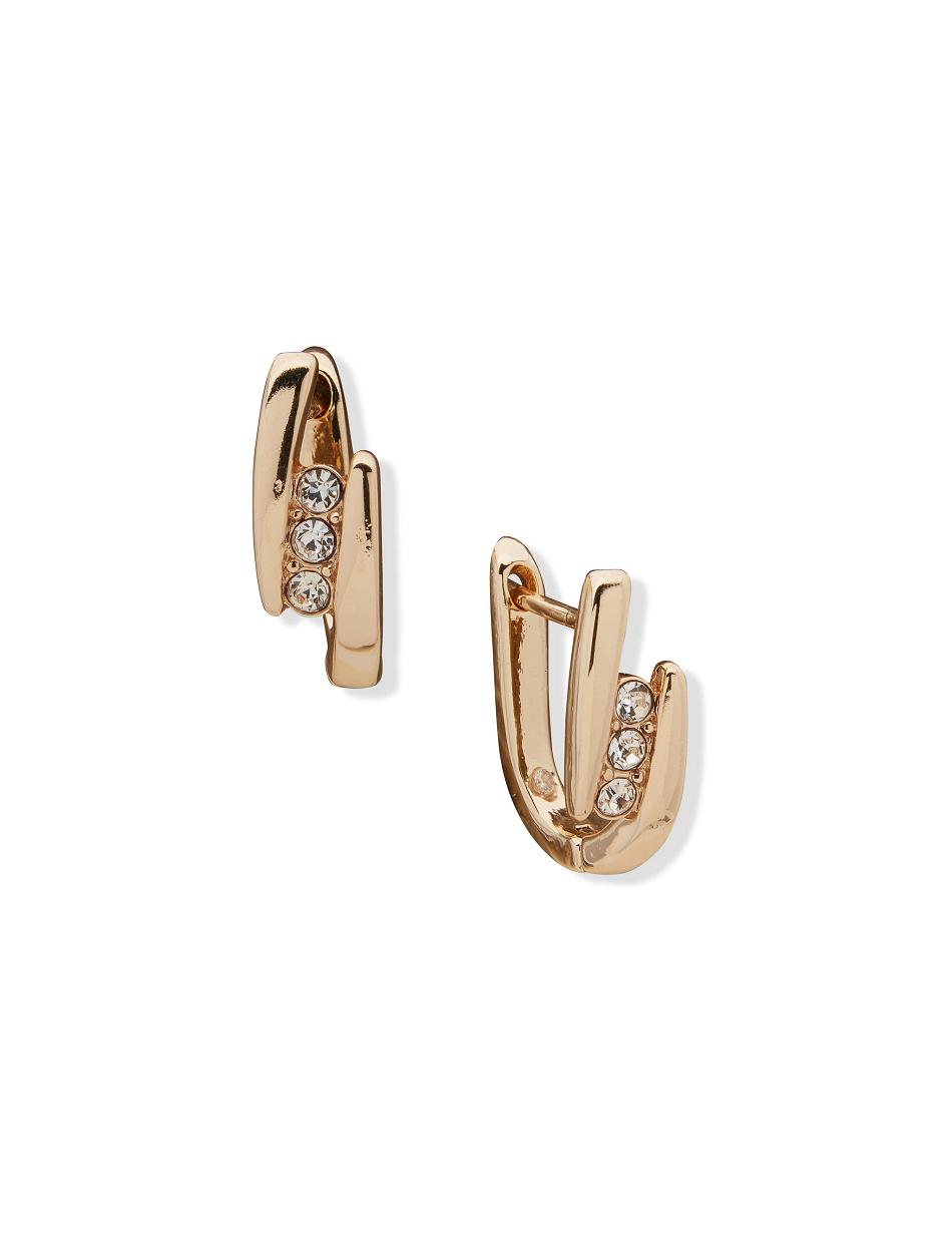 Anne Klein Huggie Hoop With Pave Pierced Earrings Gold | YUSVQ83793