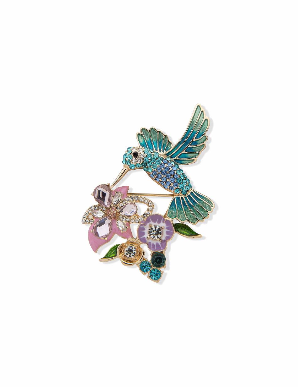 Anne Klein Hummingbird and Flower Brooch Brooches Flower | MUSHR24470