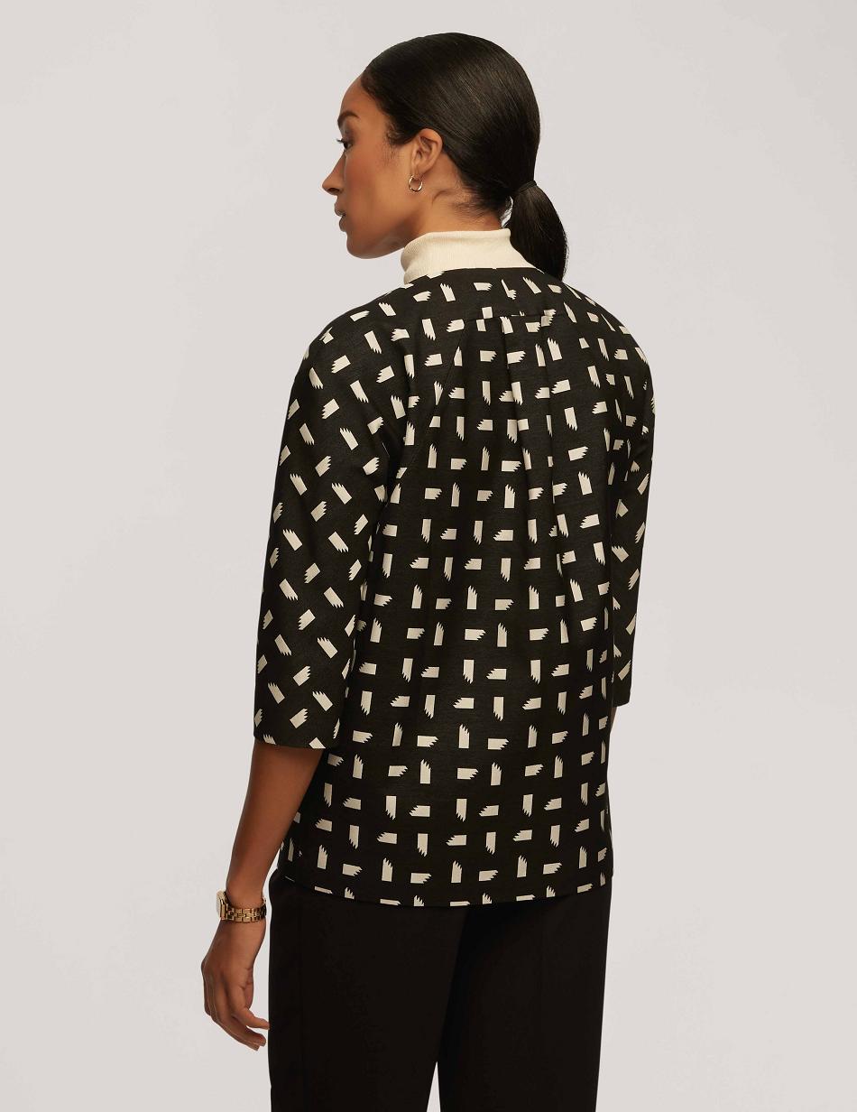 Anne Klein Jacquard Topper With Dropped Shoulder Blazers & Jackets Black / White | UUSND99340