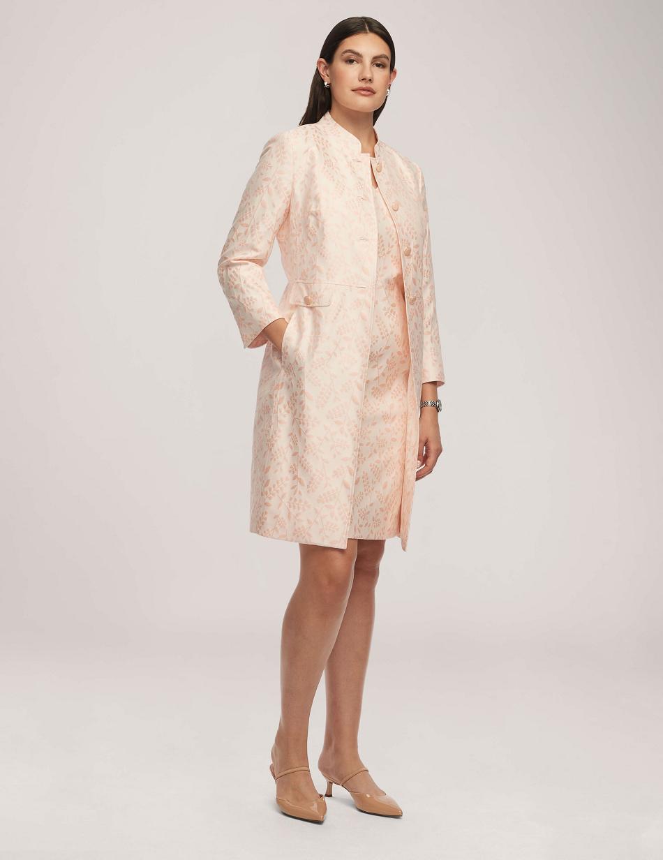 Anne Klein Jacquard Topper With Stand Collar Blazers & Jackets White / Pink | USCVG31424