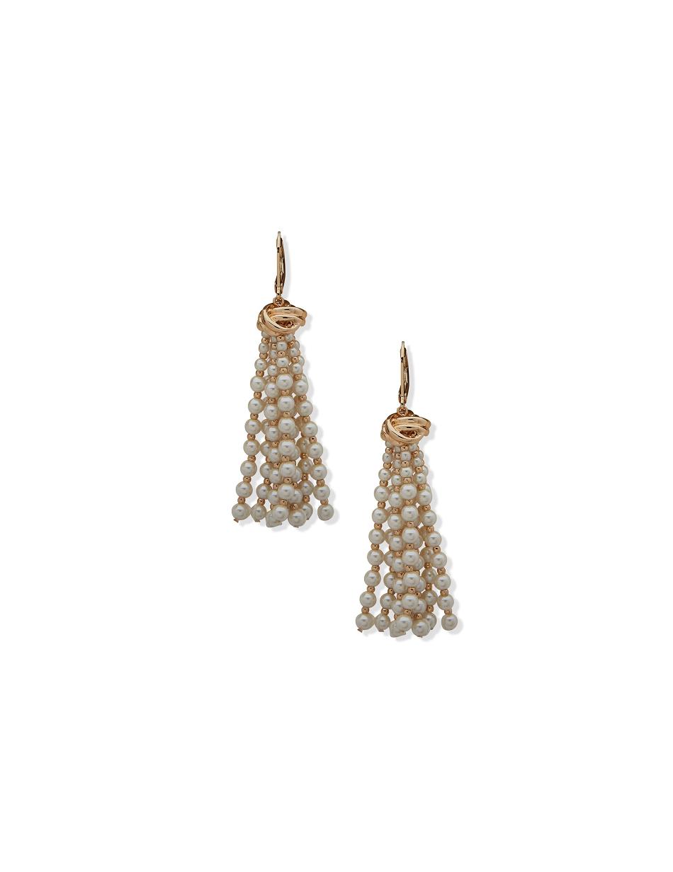 Anne Klein Knot With Pearl Tassel Earrings Gold | AUSDF18042