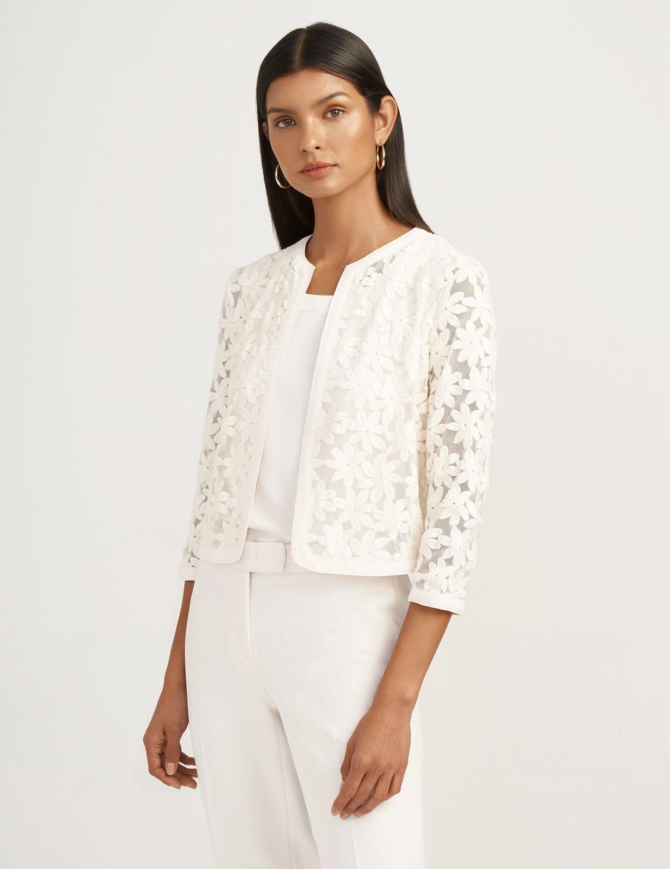 Anne Klein Lace Cardigan Blazers & Jackets White | USJZR17050