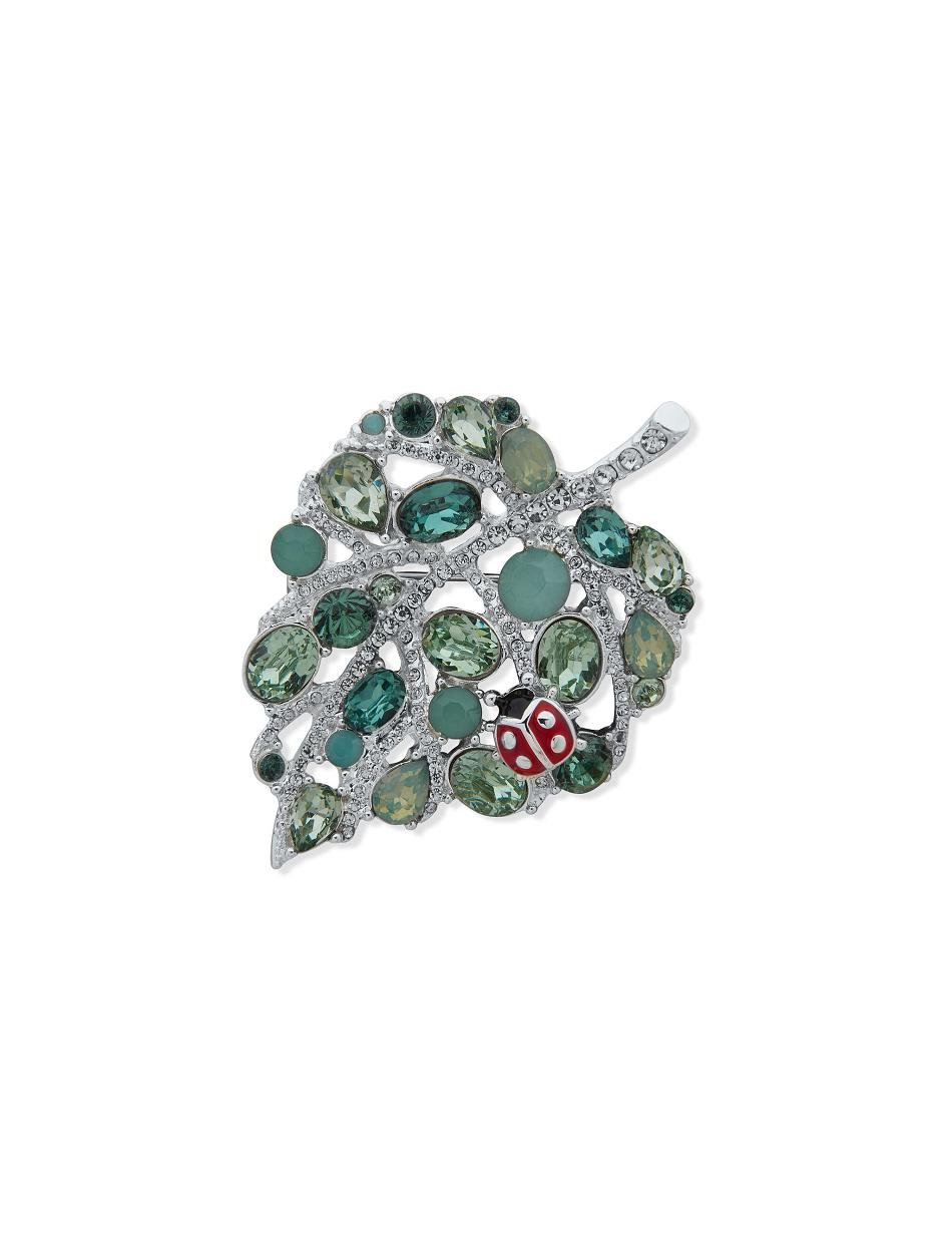 Anne Klein Ladybug On a Leaf in Gift Box Brooches Silver | SUSVO98810