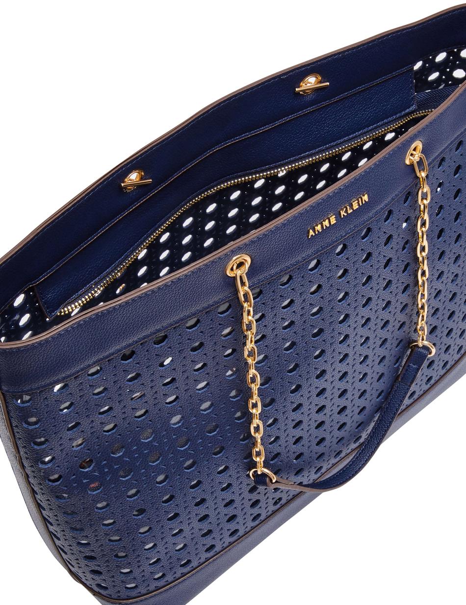 Anne Klein Large Perforated With Card Case Tote Bags Blue | AUSDF58484