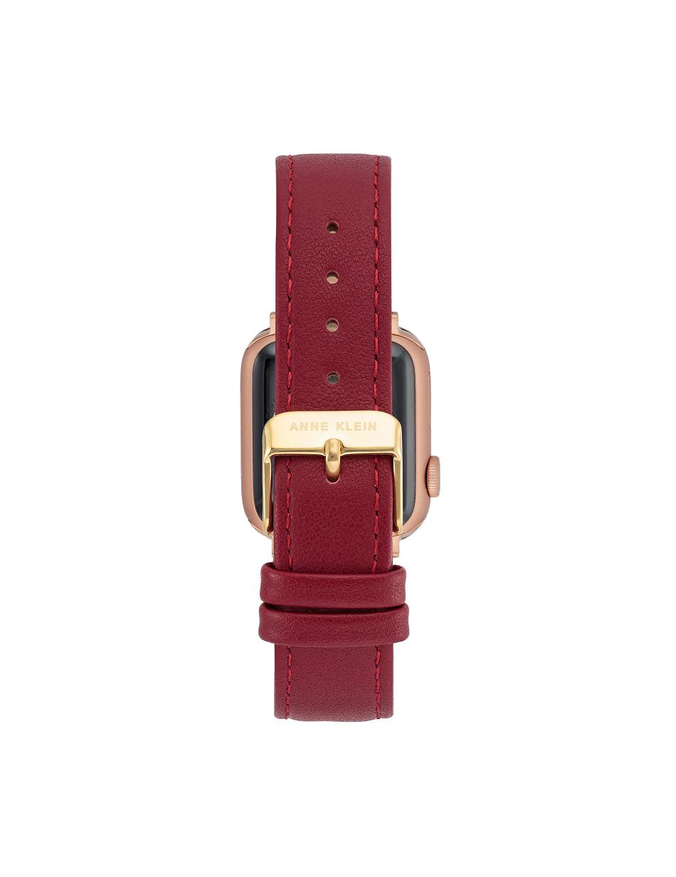 Anne Klein Leather Band Apple Watch Accessories Red / Gold | QUSUV97863