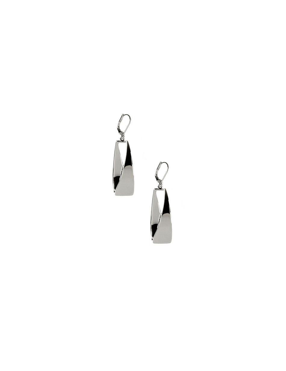 Anne Klein Leverback Linear Curved Pierced Earrings Silver | SUSNY72460