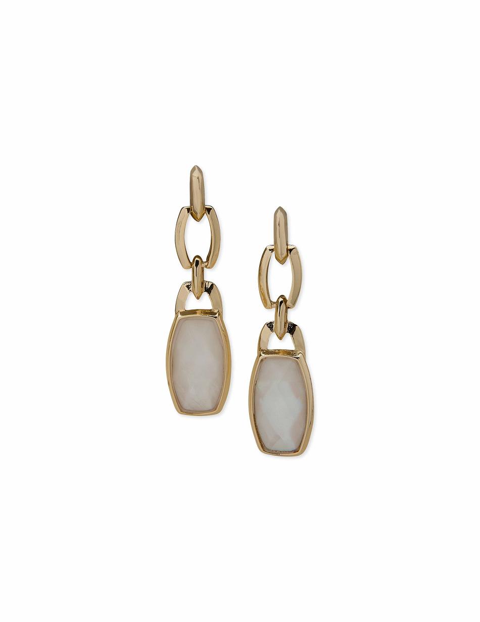 Anne Klein Linear Faux Pearl Drop Earrings Gold | YUSGT76918