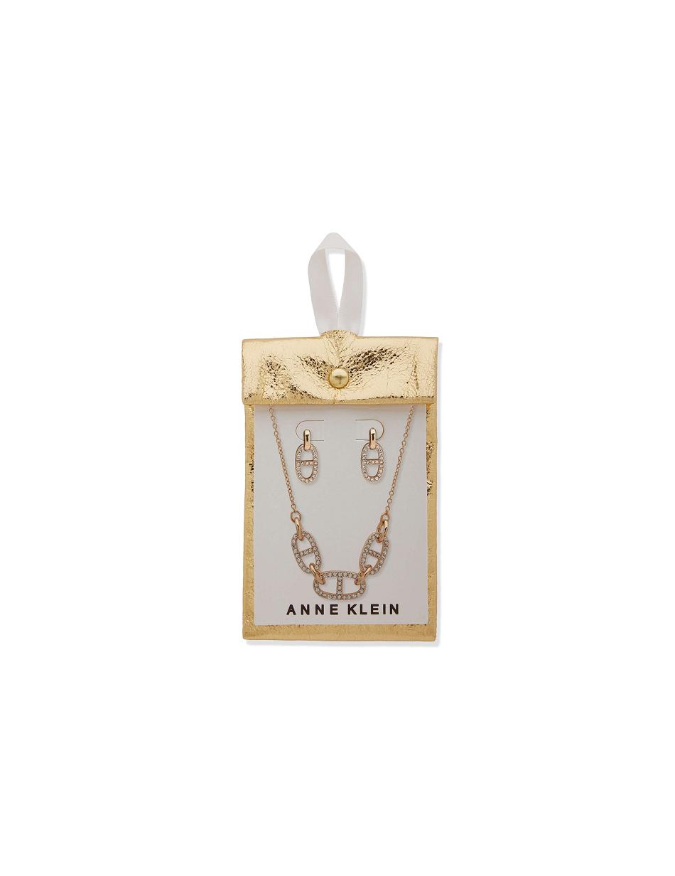 Anne Klein Links Necklace and Earring Set in Pouch Earrings Gold | EUSHC36280