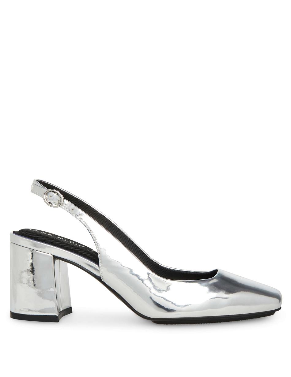 Anne Klein Lizette Sling Back Pumps Heels Silver | FUSUI49488