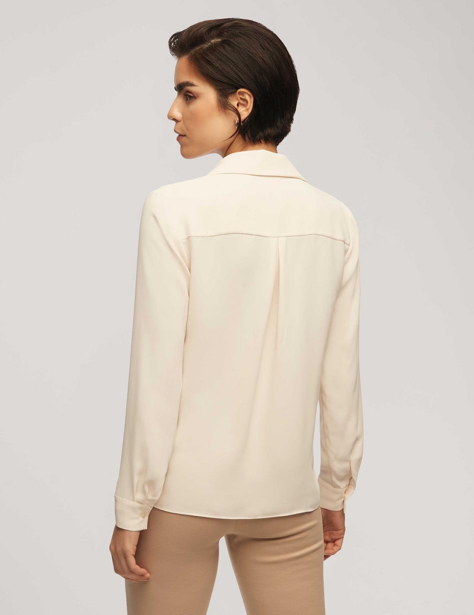 Anne Klein Long Sleeve Crossover Blouse With Collar Tops White | ZUSMJ82542