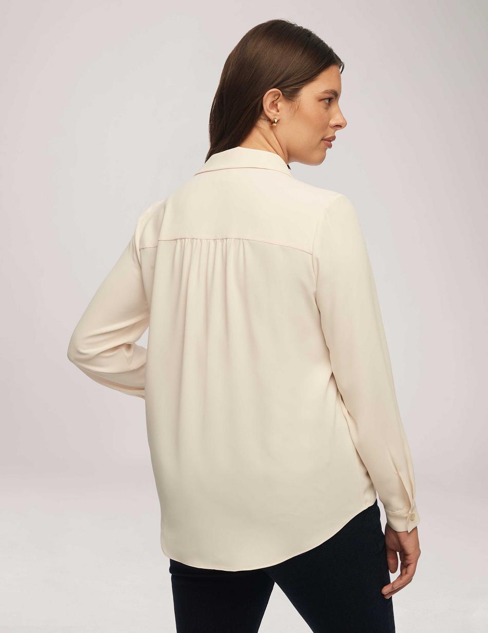 Anne Klein Long Sleeve Shirt With Pocket Tops White | PUSER45432