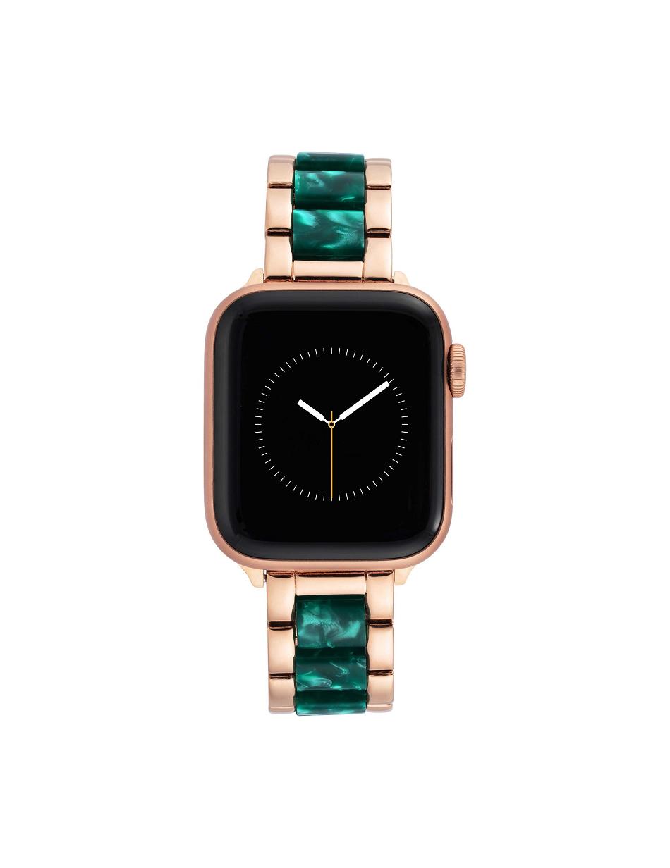 Anne Klein Marbleized Resin Bracelet Band Apple Watch Accessories Green / Rose / Gold | EUSVG66376