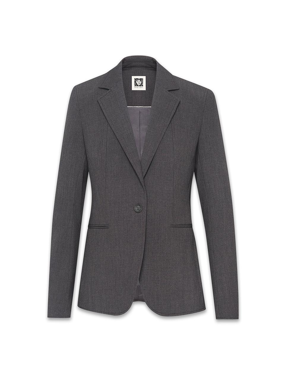 Anne Klein Melange Single Button Blazers & Jackets Grey | USJKU88931