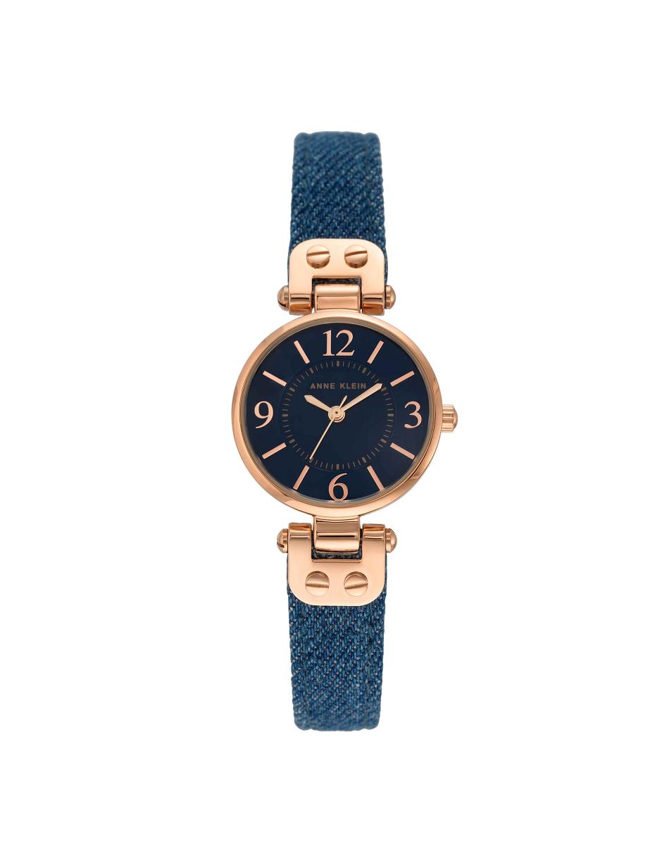 Anne Klein Modern Denim Strap Watch Leather Blue | LUSTR42371