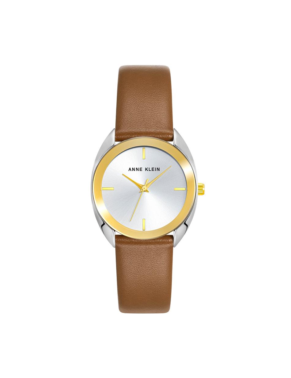 Anne Klein Modern Strap Watch Leather Gold / Silver / Brown | DUSVO18573