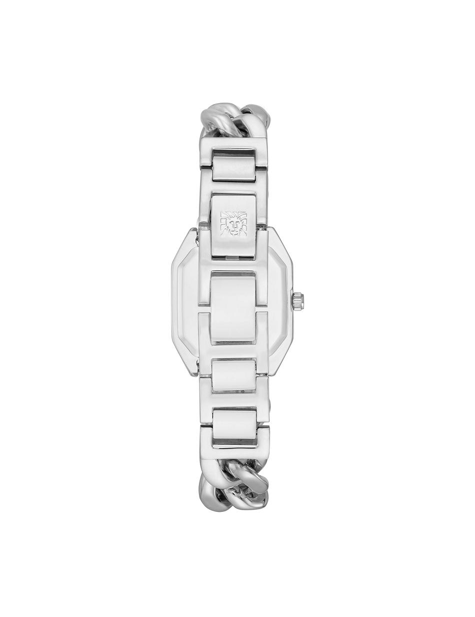 Anne Klein Octagonal Crystal Accented Chain Bracelet Watch Metals Silver | USEGJ71735