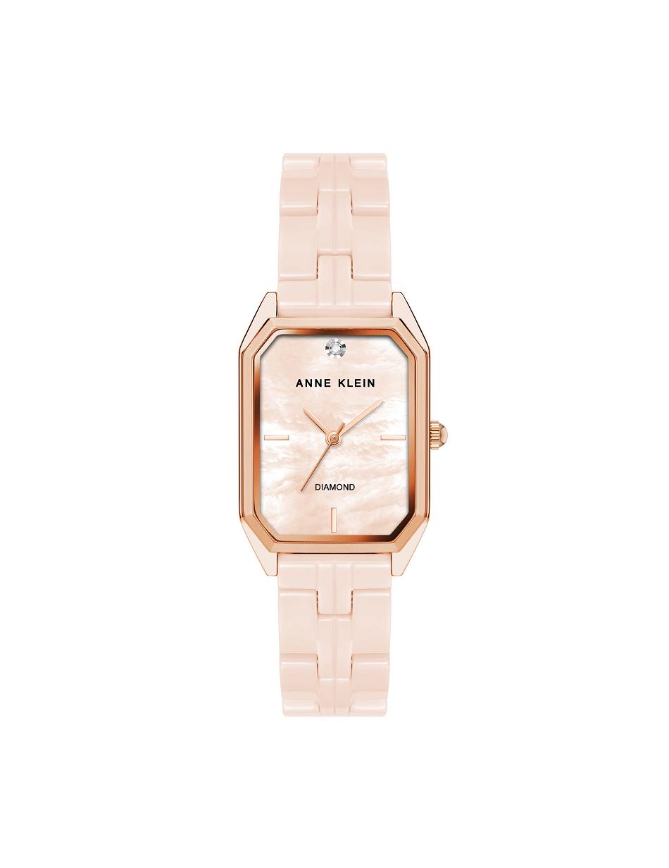 Anne Klein Octagonal Diamond Dial Watch Ceramics Pink | USZPD13056