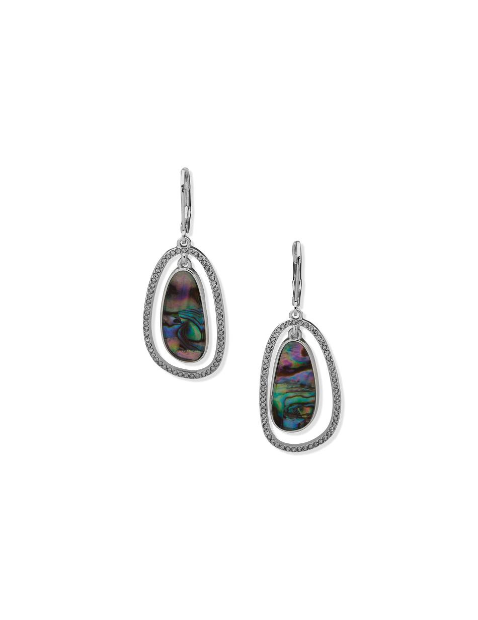 Anne Klein Orbital Abalone Pierced Earrings Silver | ZUSNQ31982