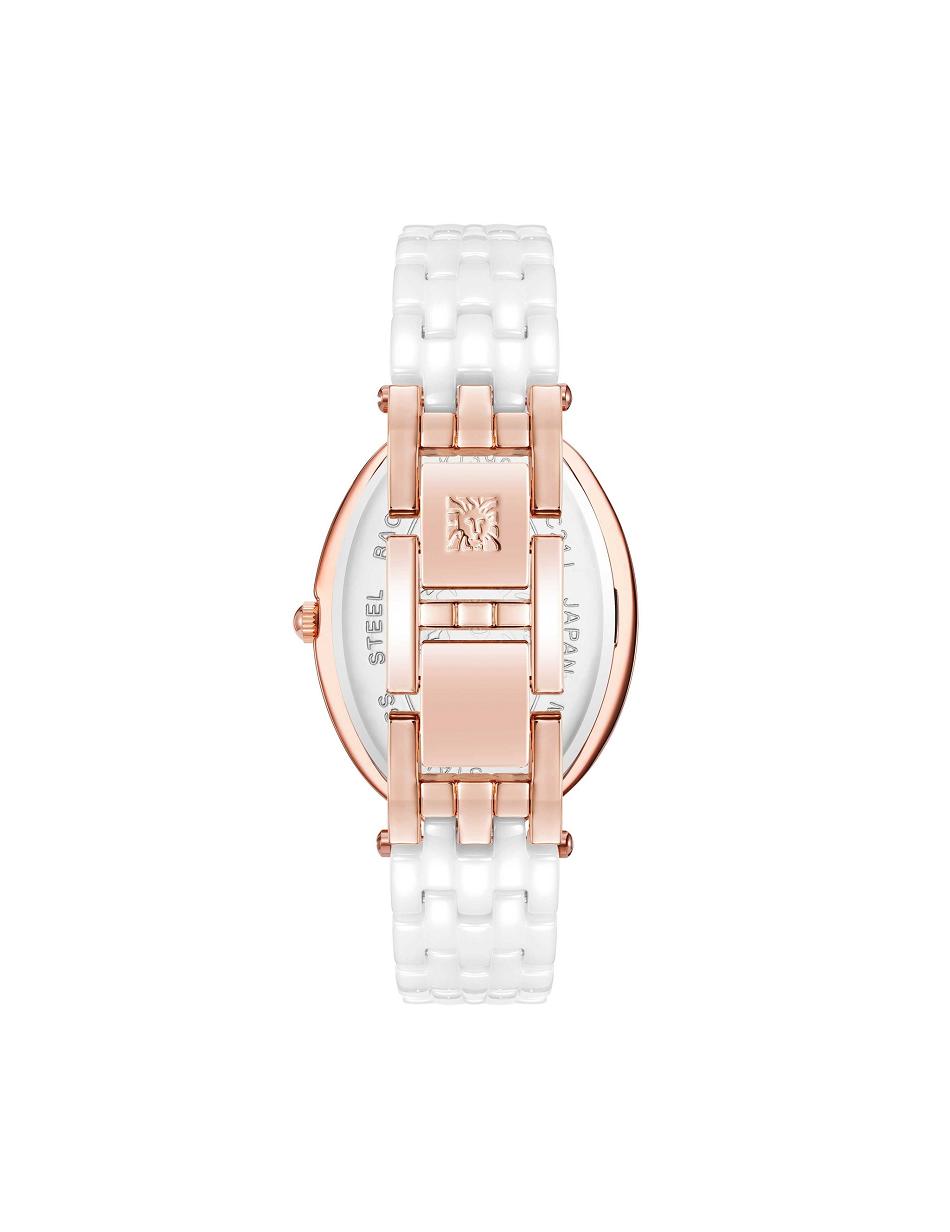 Anne Klein Oval Bracelet Watch Ceramics White / Rose / Gold | DUSVO34442