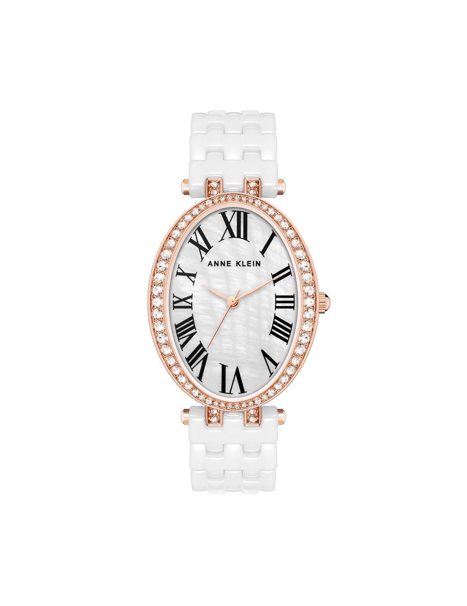 Anne Klein Oval Bracelet Watch Ceramics White / Rose / Gold | DUSVO34442