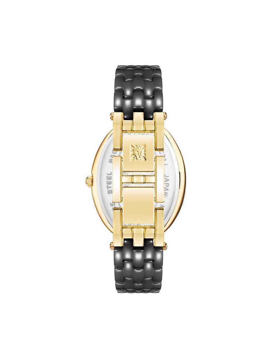 Anne Klein Oval Bracelet Watch Ceramics Black / Gold | USXMI75325