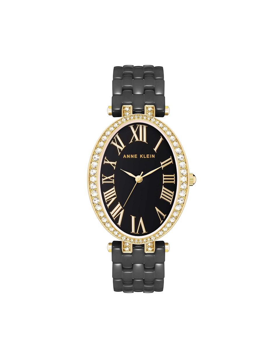 Anne Klein Oval Bracelet Watch Ceramics Black / Gold | USXMI75325