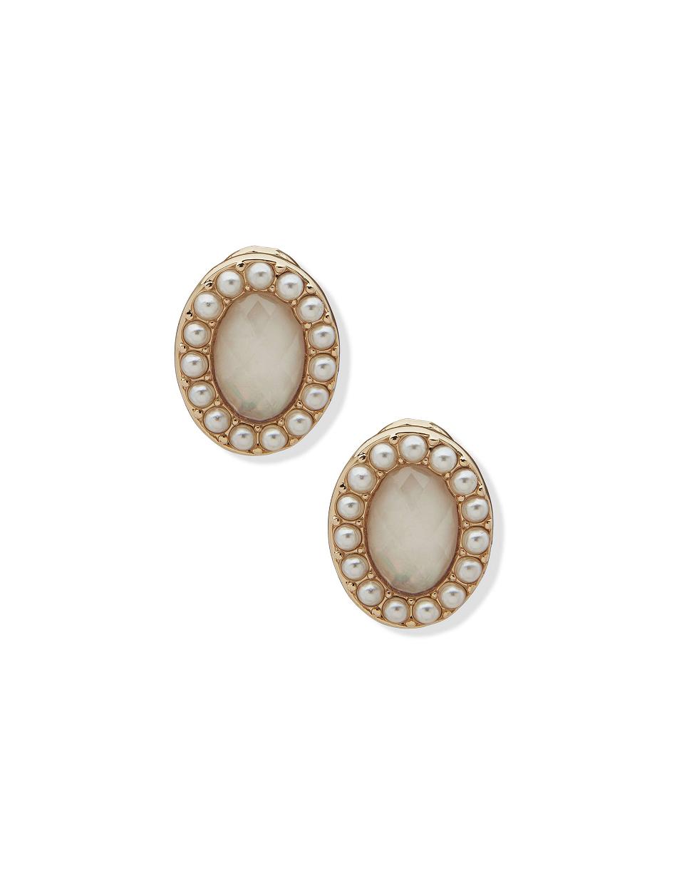 Anne Klein Oval Button Clip Earrings Gold | USNEJ10988