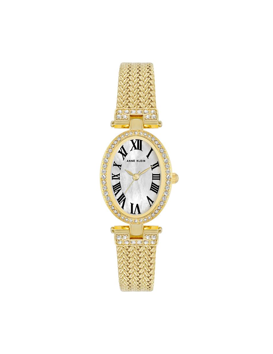 Anne Klein Oval Crystal Accented Mesh Bracelet Watch Metals Gold | USEAH77569