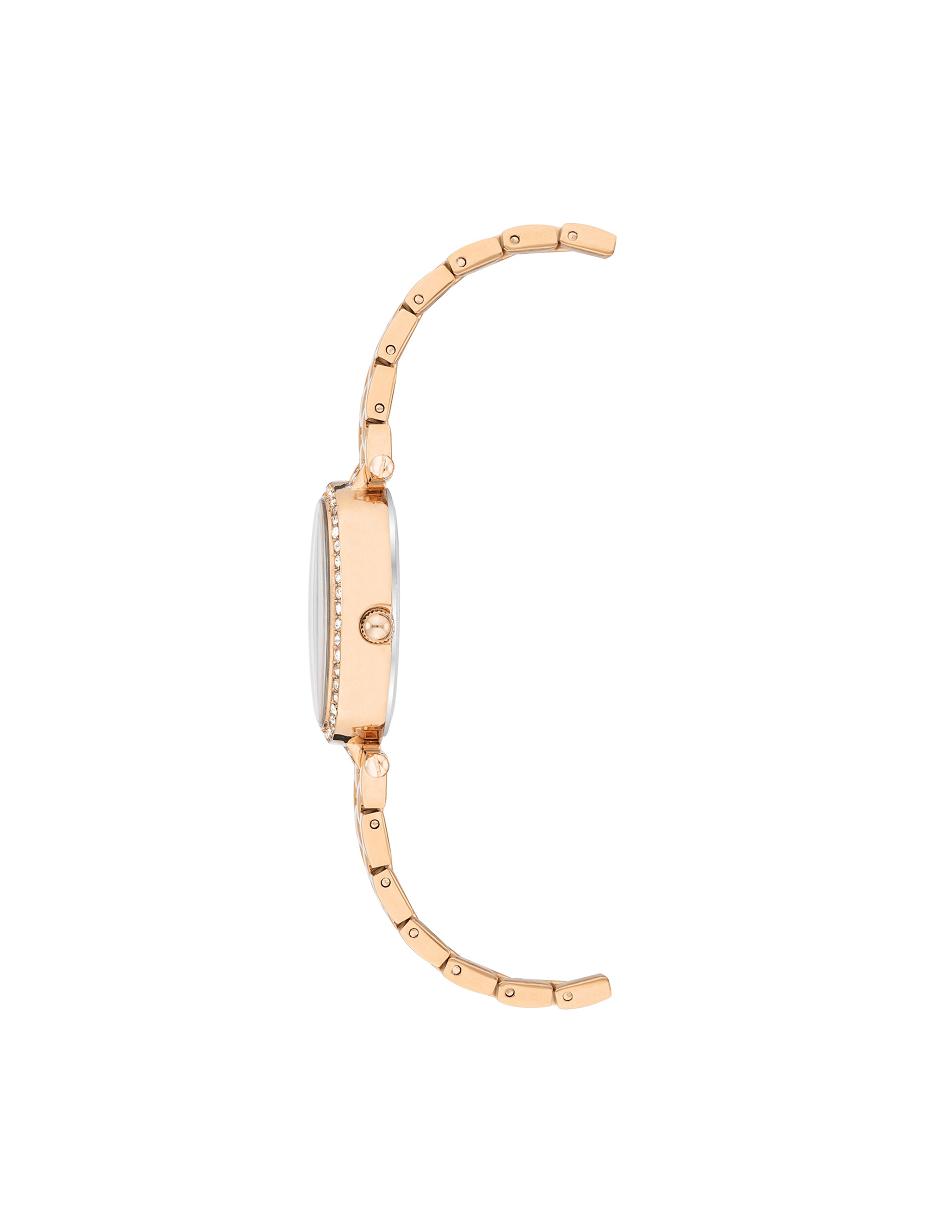 Anne Klein Oval Watch and Bracelet Set with Premium Crystals Metals Rose / Gold | USXMI89254