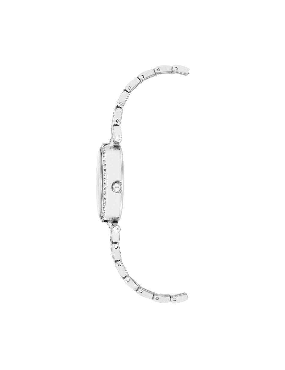 Anne Klein Oval Watch and Bracelet Set with Premium Crystals Metals Silver | USZDE85566