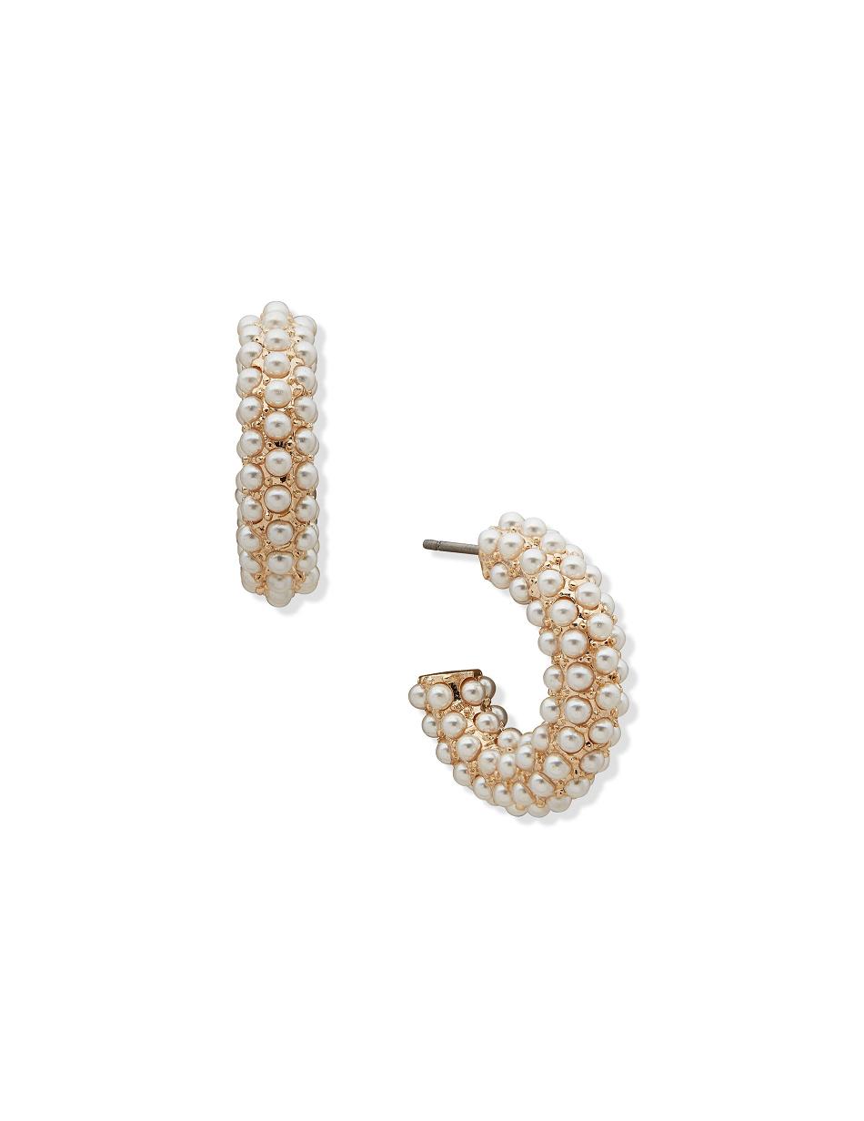 Anne Klein Pearl C Hoop Pierced Earrings Gold | YUSGT76728