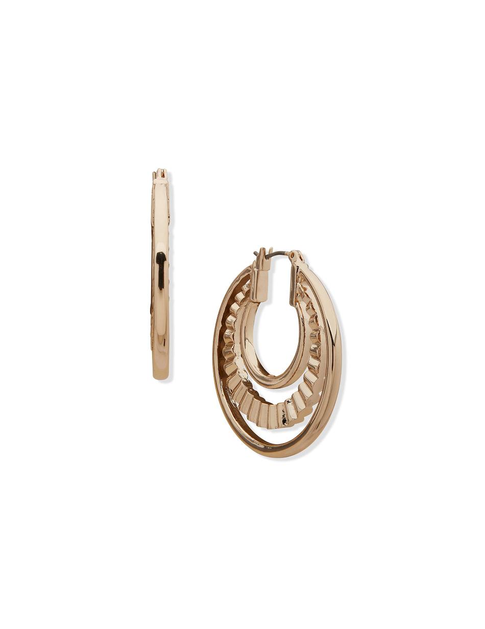 Anne Klein Pearl Inlay Hoop Earrings Gold | USXBR86851