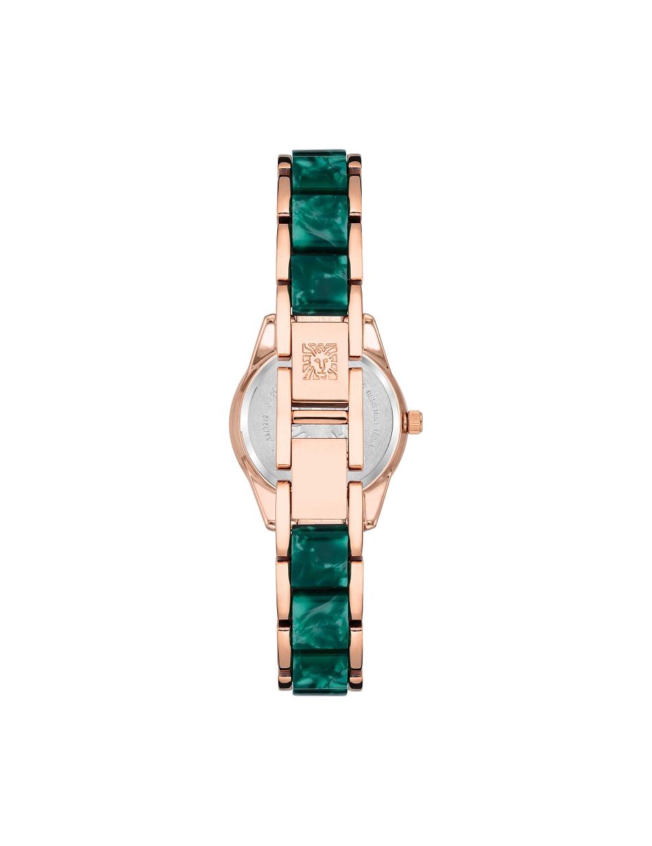 Anne Klein Pearlescent Resin Link Bracelet Watch Metals Rose / Gold / Green | USZPD52534