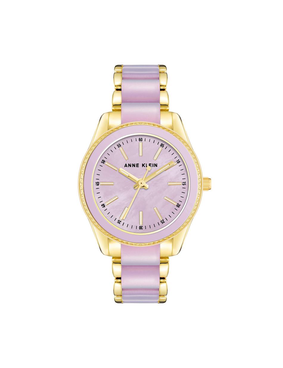 Anne Klein Pearlescent Resin Link Watch Metals Gold / Lavender | USZDE51580