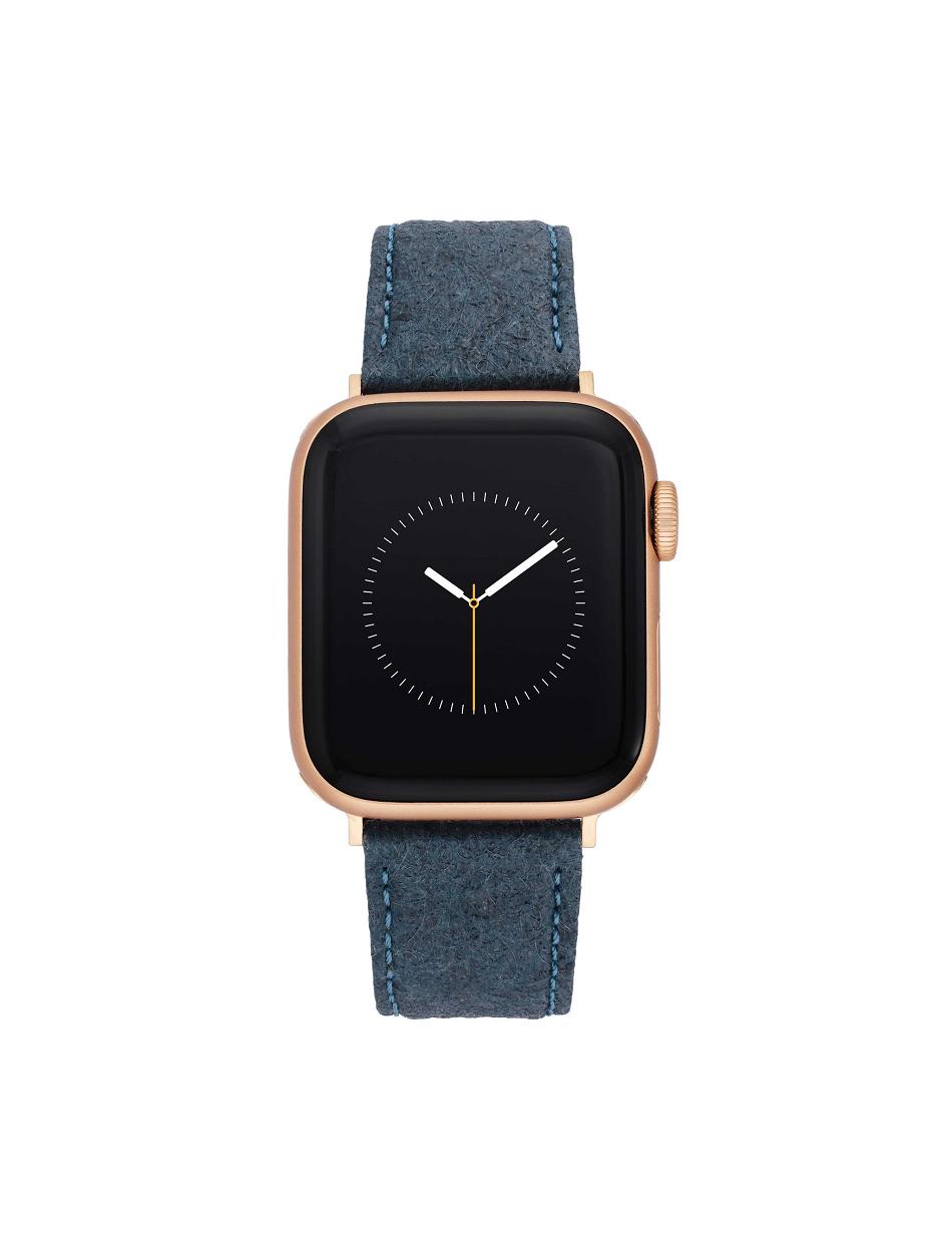 Anne Klein Pineapple Leather Band for Apple Watch® Considered Blue / Rose / Gold | USXBR57070