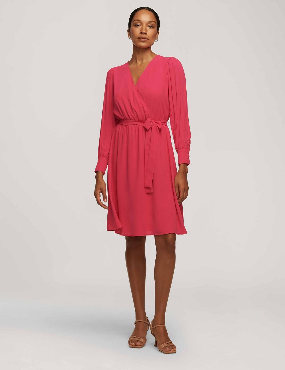 Anne Klein Pleated Sleeve Dresses Pink | LUSSX93983