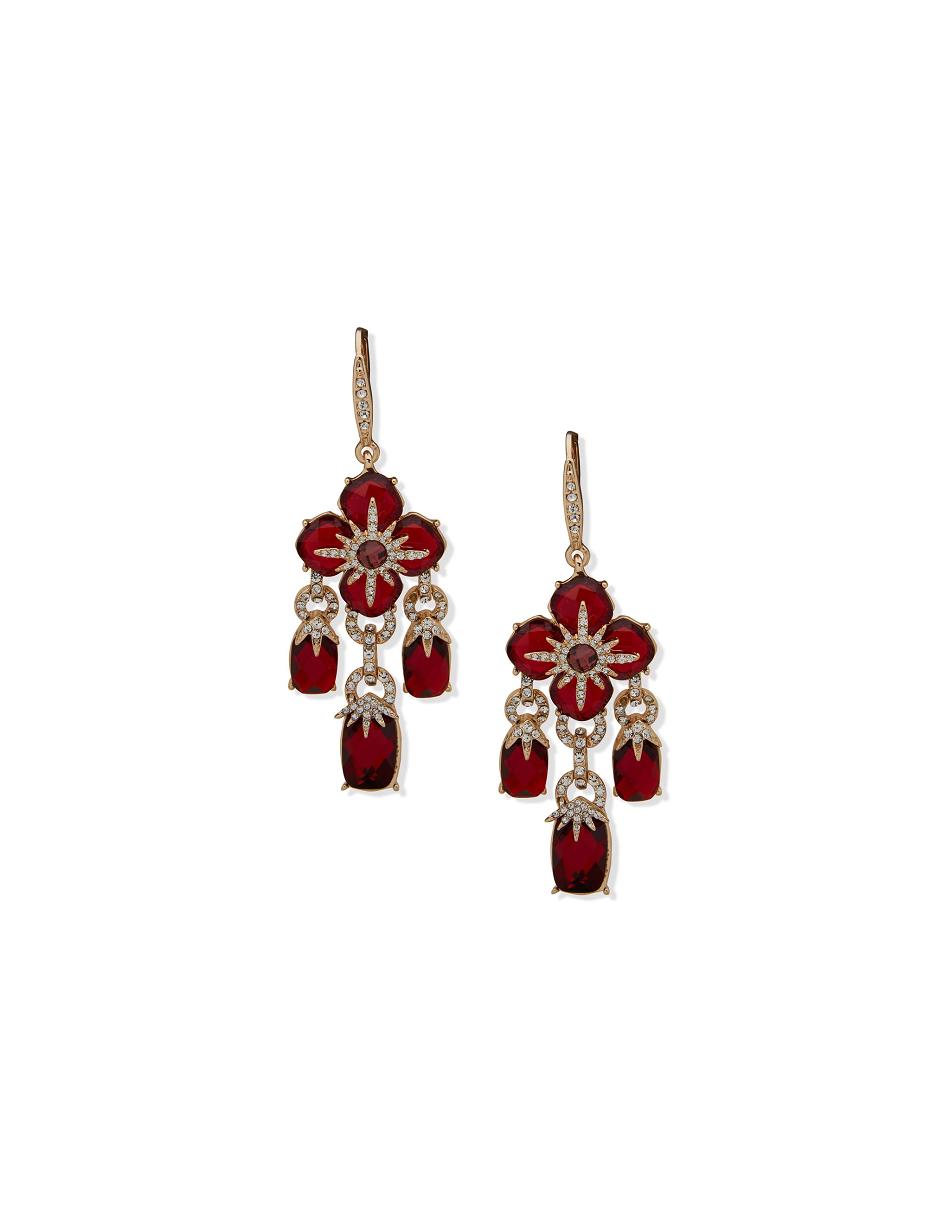 Anne Klein Poinseta Chandelier Pierced Earrings Gold | QUSWA86012