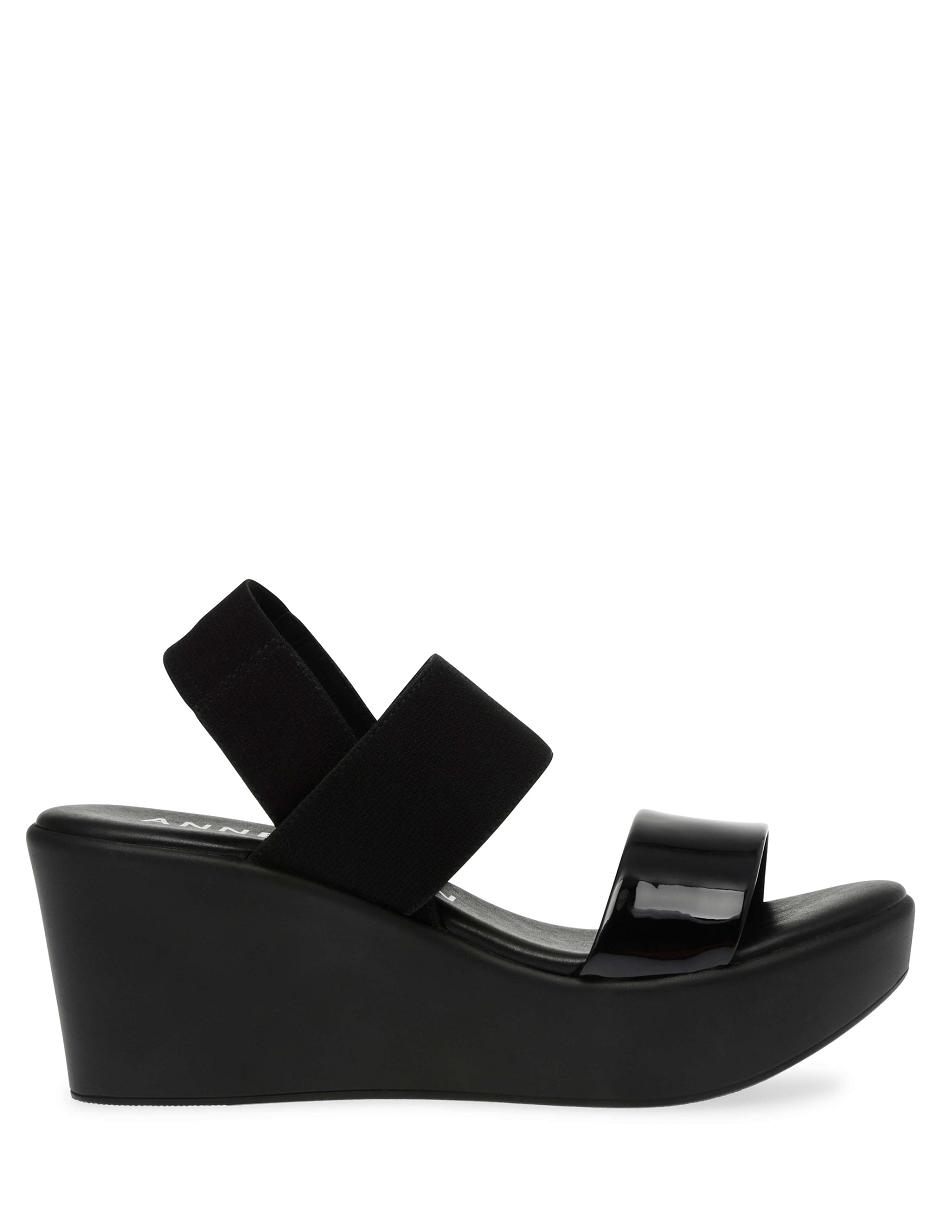 Anne Klein Praga Platform Sandals Wedges Black | YUSVQ40913