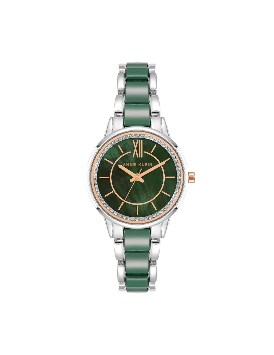 Anne Klein Premium Crystal Bracelet Watch Ceramics Silver / Green | YUSVQ36557